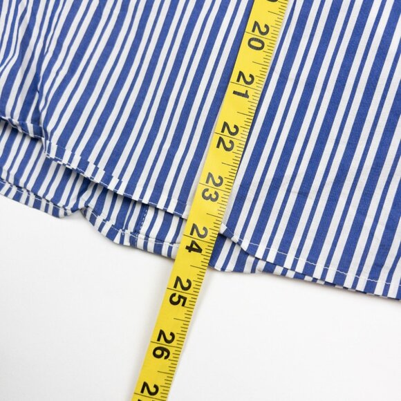 Veronica Beard Ruffle Shirt Women's 14 Blue White Striped Button-Up Long Sleeve - Picture 9 of 12